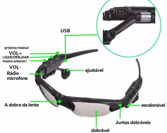 Óculos de ciclismo Bluetooth